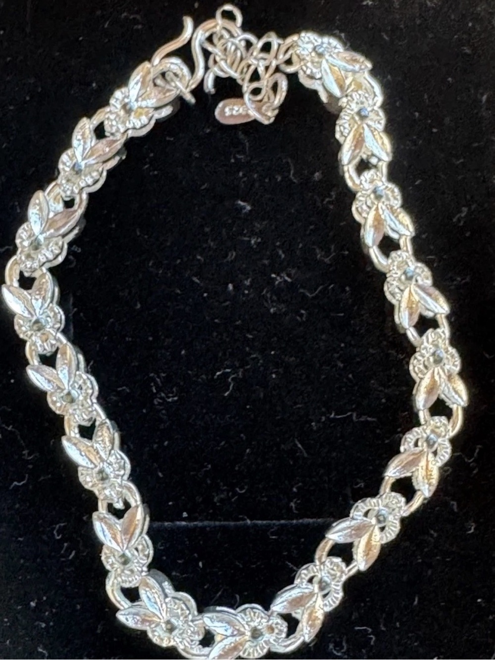 Classic Sterling Silver Floral Link Necklace - Women's Jewelry